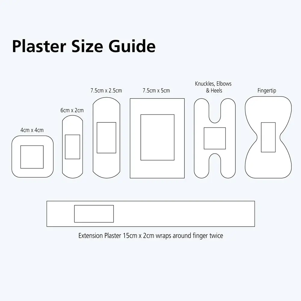 Blue Detectable Plasters Guide - 5 Assorted Sizes